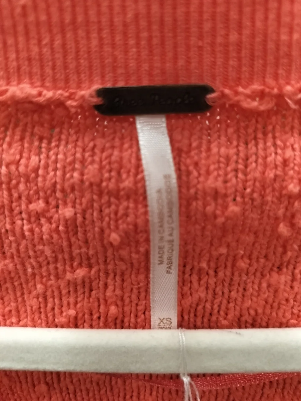 Free People Bright Orange Scoop-Neck Textured Pullover